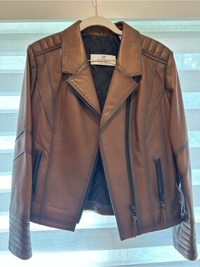 Brown Moto-Style Genuine Leather Jacket